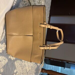 Tan Michael Kors purse, excellent condition, approximately 14.5”  wide X 10”
